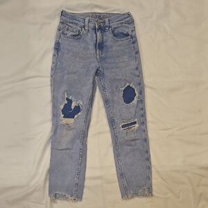 Justice Light Wash Ripped Ankle Jeans